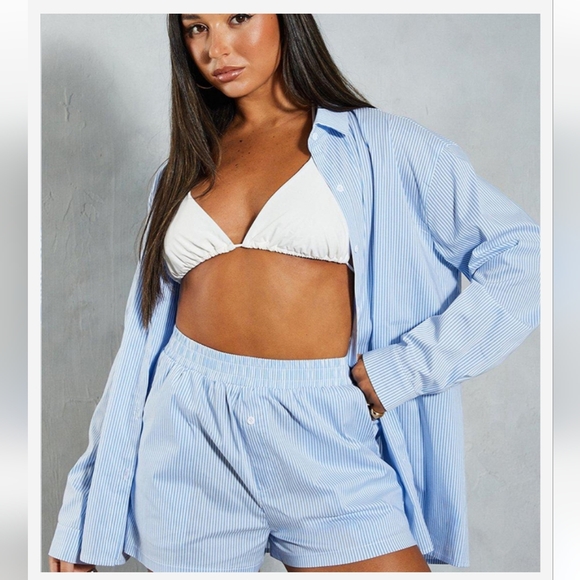 MISSPAP Striped Oversized Shirt And Shorts Co-Ord Set Size 8 - Picture 6 of 17
